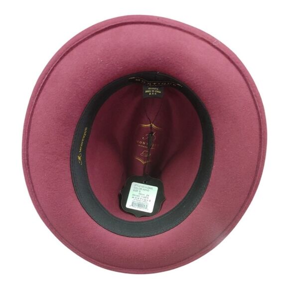 MEN'S MONTIQUE WINE WOOL FELT HAT WITH MATCHING GROSGRAIN RIBBON FEDORA. H2480. - Picture 6 of 8